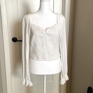 Hollister Crop L/S Lace Eyelet Shirt - Sz L